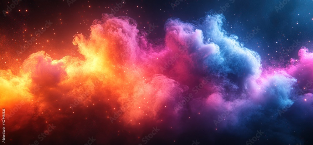 Naklejka premium Cosmic Nebula with Vivid Hues