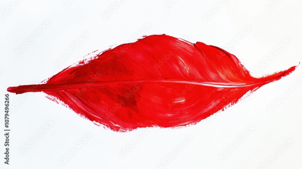 Vibrant red feather on a white background, showcasing artistic texture and color. Vibrant red feather on a white background, showcasing artistic texture and color.