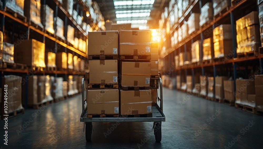 Warehouse Storage with Pallets of Boxes Warehouse Storage with Pallets of Boxes