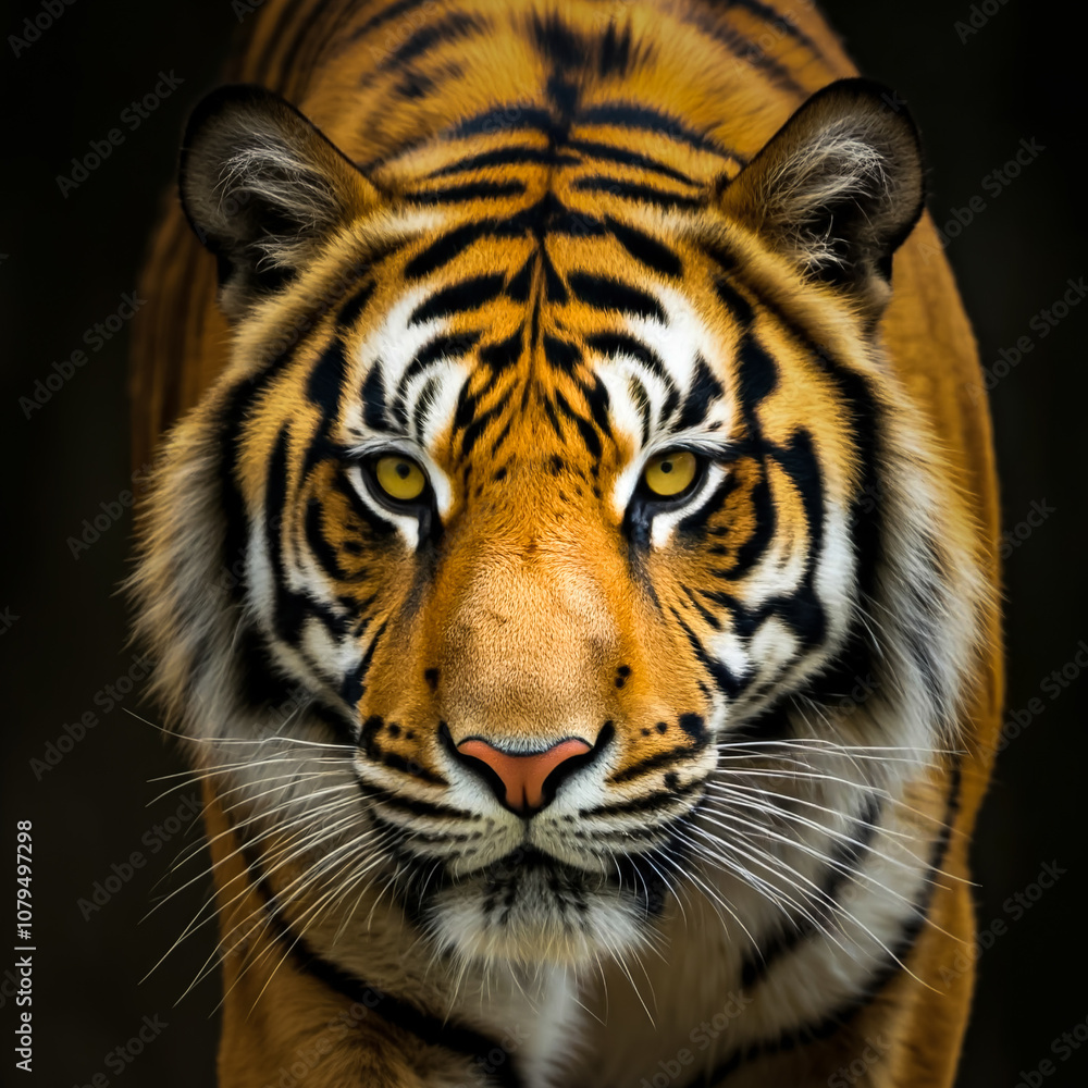 Fototapeta premium Head of a wild tiger on defocused blackground