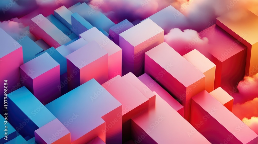 Naklejka premium Creative Geometric Relief Artwork for Cloud Based Computing Solutions