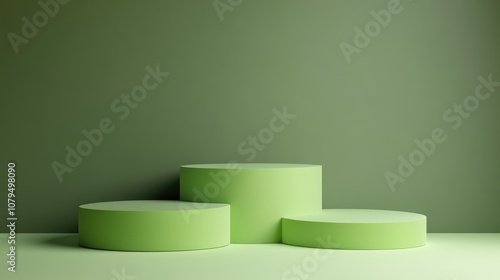 Minimalist blank green podium 3D rendering