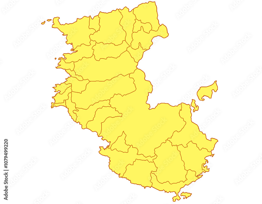 Obraz premium 和歌山県 地図 黄色 イラスト