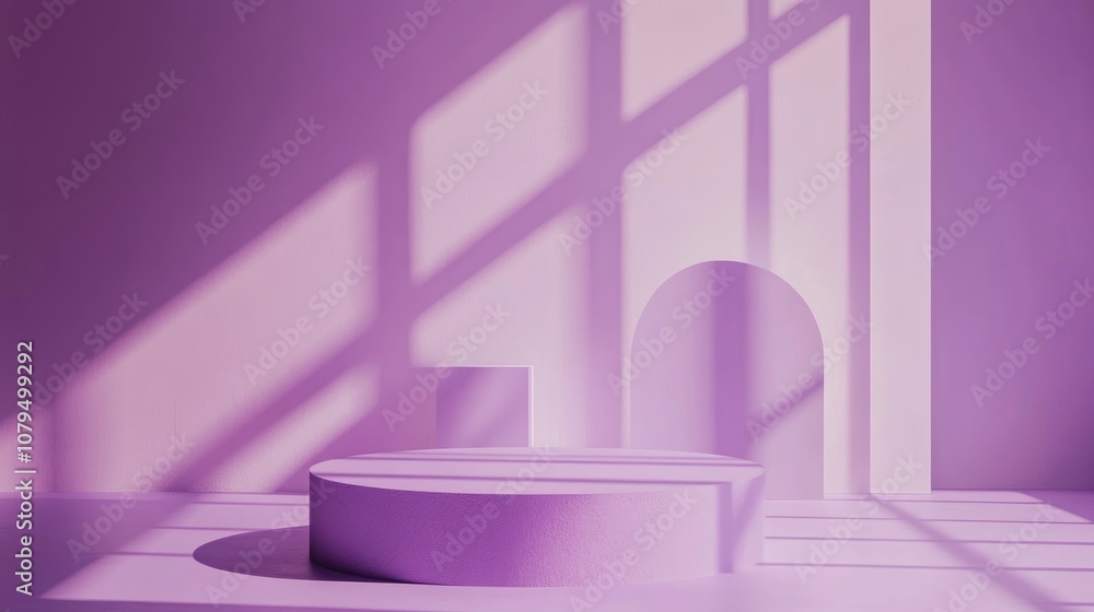 Empty podium with geometric shapes in a purple composition for modern stage display and minimalist mockup abstract showcase background Concept of cost calculation 3D illustration or render Empty podium with geometric shapes in a purple composition for modern stage display and minimalist mockup abstract showcase background Concept of cost calculation 3D illustration or render