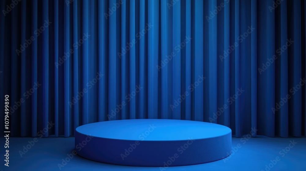 3D blue cylindrical podium with a minimalist studio backdrop Abstract geometric shape illustration rendering Display for technology products 3D blue cylindrical podium with a minimalist studio backdrop Abstract geometric shape illustration rendering Display for technology products