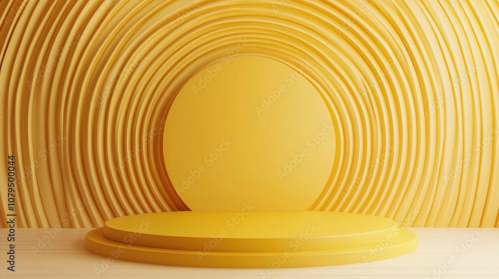 Podium featuring yellow circular background 3D rendering Podium featuring yellow circular background 3D rendering