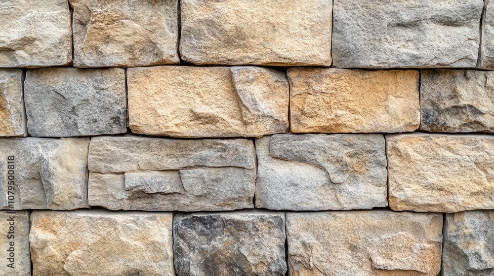 Obraz premium Natural Stone Wall Featuring Varied Textures and Tones, Perfect for Architectural, Interior Design, and Landscaping Applications in Modern or Rustic Settings