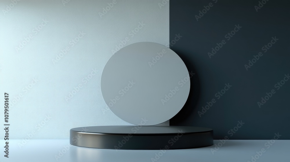 3D rendering of a mockup background featuring a podium for product display Blank scene with an empty round stage for showcasing 3D rendering of a mockup background featuring a podium for product display Blank scene with an empty round stage for showcasing