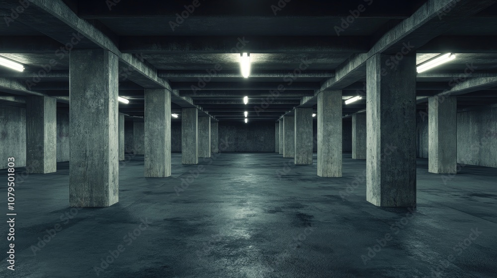 Empty interior of a dark concrete room Urban architectural background 3D render illustration Empty interior of a dark concrete room Urban architectural background 3D render illustration