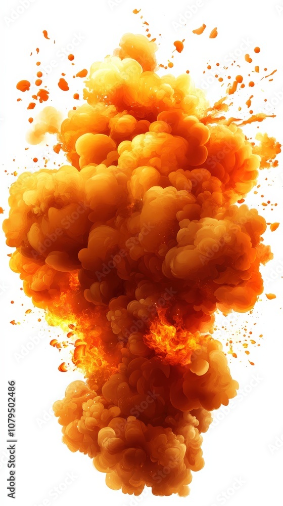 An explosive burst of vibrant orange smoke and dust, creating a dramatic and dynamic visual effect. An explosive burst of vibrant orange smoke and dust, creating a dramatic and dynamic visual effect.