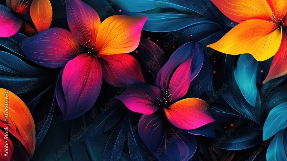 Vibrant abstract background featuring a floral theme Vibrant abstract background featuring a floral theme