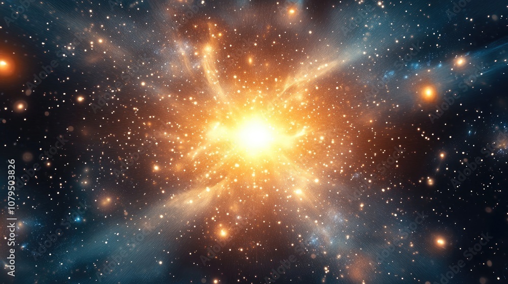Fototapeta premium Abstract cosmic background with a starry sky in 3D cartoon rendering