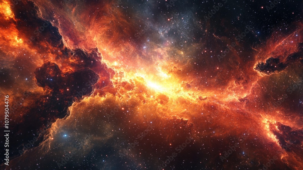 Space background featuring a nebula and stars in a 3D cartoon rendering Space background featuring a nebula and stars in a 3D cartoon rendering