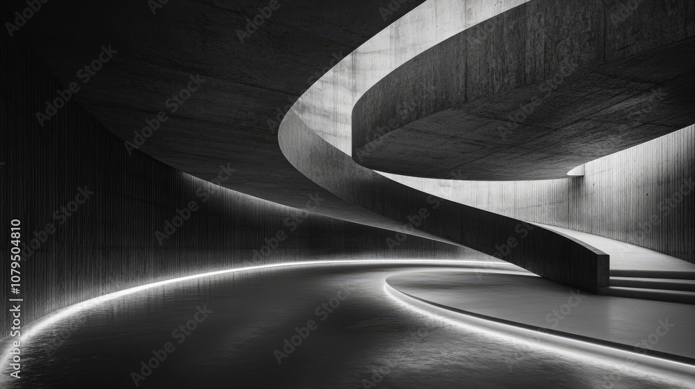 Abstract dark concrete room with a smooth interior design Architectural backdrop with a night view featuring illumination 3D illustration and rendering Abstract dark concrete room with a smooth interior design Architectural backdrop with a night view featuring illumination 3D illustration and rendering