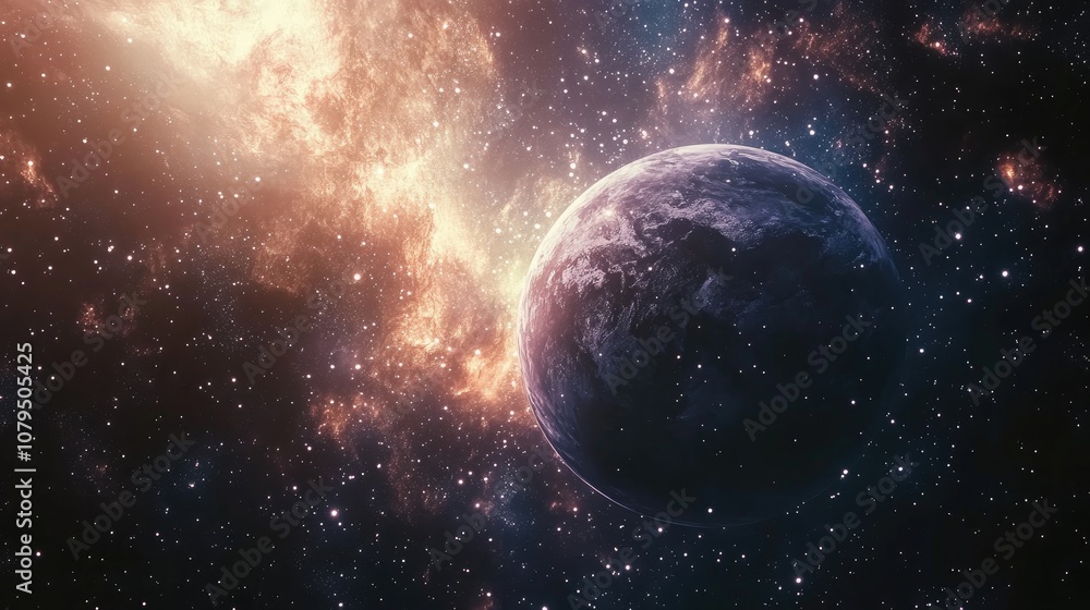 Fototapeta premium Rendering of 3D cartoon stars from a planet amidst a galaxy in open space