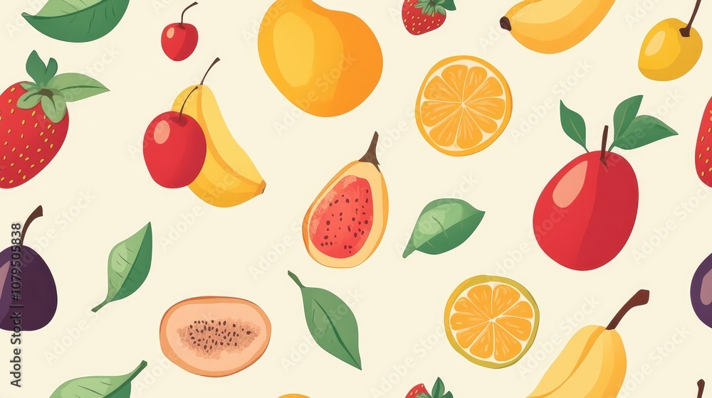 Seamless pattern of fresh fruits suitable for use as wallpaper or website background Ideal for surfaces restaurant or kitchen menus and can also be applied in textiles or book design Seamless pattern of fresh fruits suitable for use as wallpaper or website background Ideal for surfaces restaurant or kitchen menus and can also be applied in textiles or book design