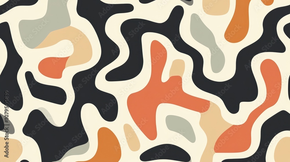 Contemporary vector seamless pattern featuring smooth organic shapes in a stylish maze design perfect for textile and interior surface applications Contemporary vector seamless pattern featuring smooth organic shapes in a stylish maze design perfect for textile and interior surface applications