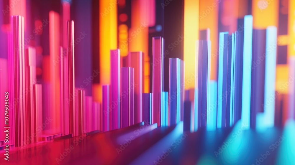 3D digital illustration of a business graph against a colorful background 3D digital illustration of a business graph against a colorful background