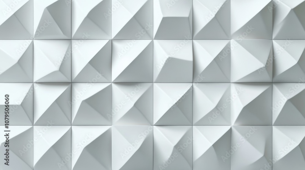 Seamless pattern of white 3D geometric tiles featuring a modern design ideal for elegant wall textures Seamless pattern of white 3D geometric tiles featuring a modern design ideal for elegant wall textures