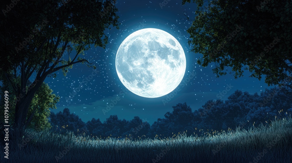 Fototapeta premium Beautiful moon in a 3D cartoon rendering