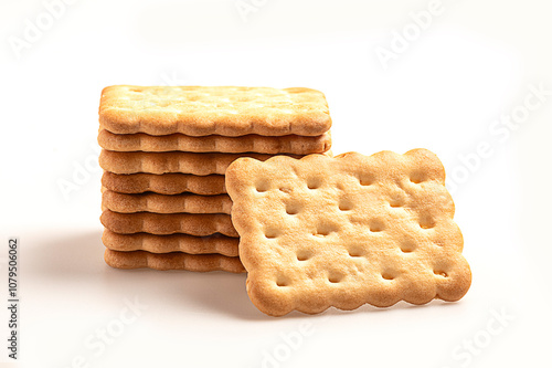 Stack of crackers isolated on white