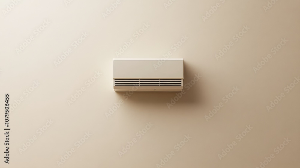 Modern Air Conditioner Mounted on a Beige Wall, Showcasing Minimalist Design and Stylish Cooling Solution for Contemporary Indoor Spaces Modern Air Conditioner Mounted on a Beige Wall, Showcasing Minimalist Design and Stylish Cooling Solution for Contemporary Indoor Spaces