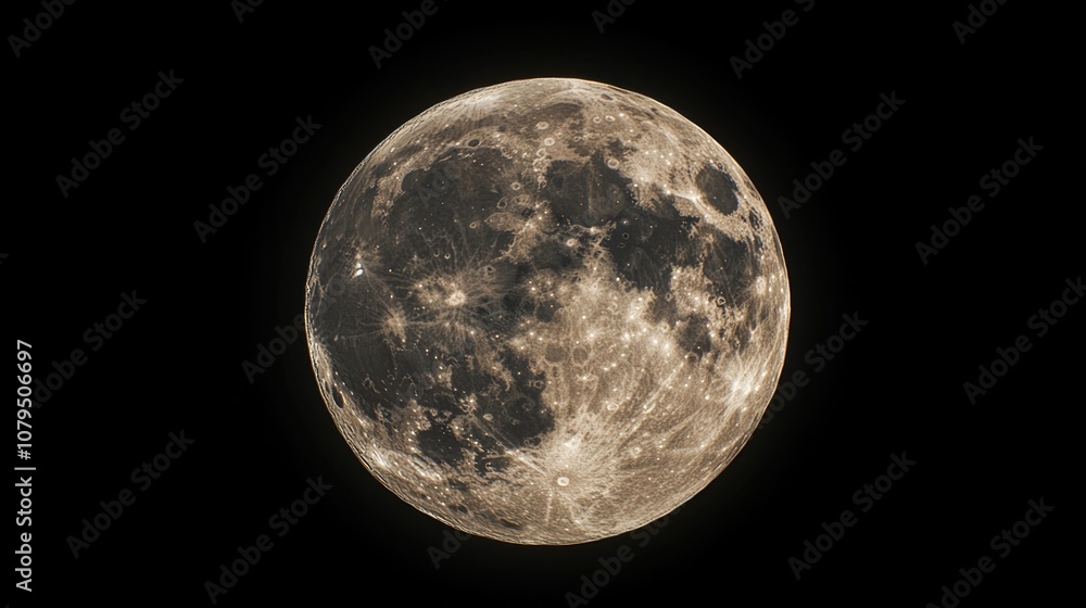 Obraz premium Isolated in the dark sky a 3D cartoon rendering of a Super Moon