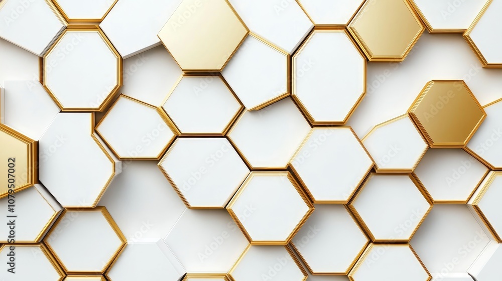 Seamless abstract design featuring modern gold hexagons ideal for wallpapers and textiles Seamless abstract design featuring modern gold hexagons ideal for wallpapers and textiles