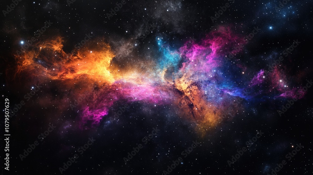 Fototapeta premium Colorful gas cloud nebula in outer space rendered in 3D