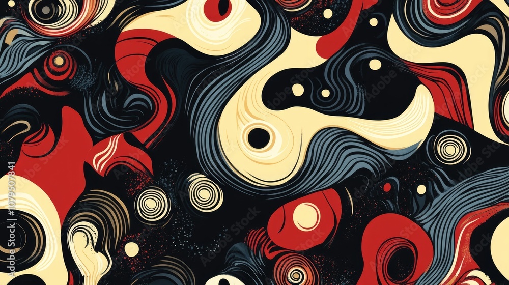 Naklejka premium Seamless pattern of artistic Pirbright inspired design elements ideal for creative posters and decorative backgrounds