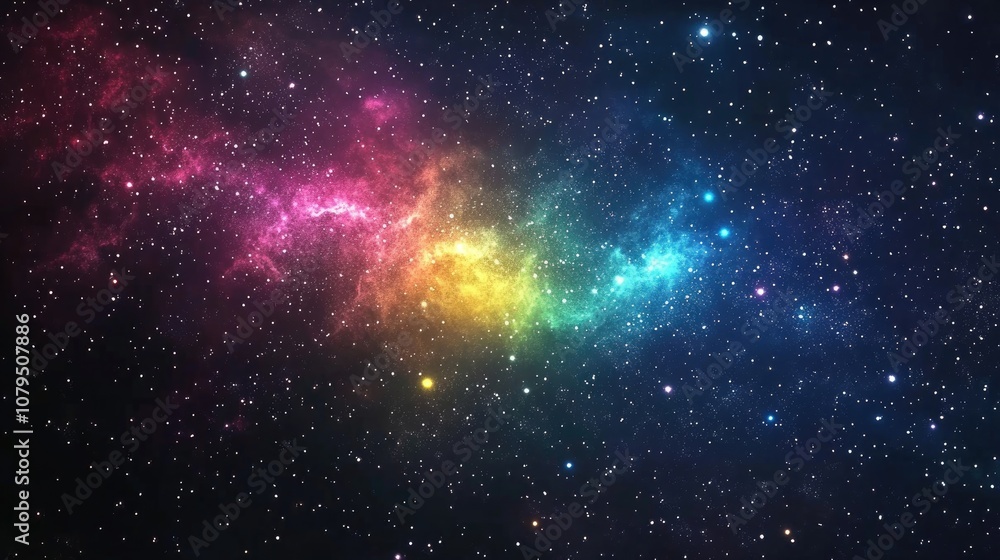 Fototapeta premium High definition star field background featuring a 3D cartoon rendering of a colorful starry night sky and outer space texture
