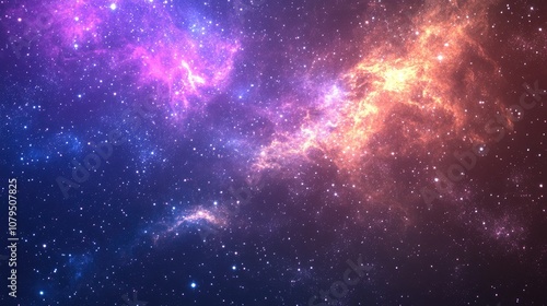 Vivid multicolored starfield showcasing deep space nebulae and clusters of stars creating an infinite outer space scene in 3D rendering