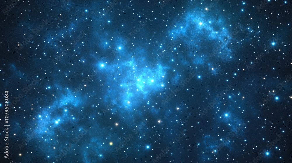 Fototapeta premium 2D illustration in 3D cartoon rendering featuring a realistic star pattern in deep interstellar space Stars planets and moons create various science fiction inspired backdrops Imaginary cosmic art
