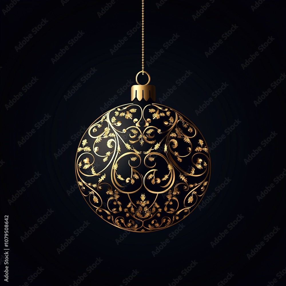 Elegant golden christmas ornament festive decor studio setting minimalist background close-up view holiday concept Elegant golden christmas ornament festive decor studio setting minimalist background close-up view holiday concept