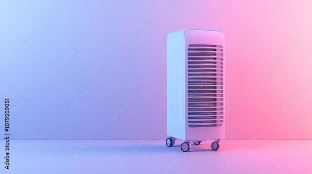 Modern Portable Air Cooler with Sleek Design and Adjustable Settings in a Minimalist Interior Setting with Soft Ambient Lighting and Calm Colors Modern Portable Air Cooler with Sleek Design and Adjustable Settings in a Minimalist Interior Setting with Soft Ambient Lighting and Calm Colors