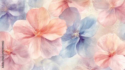 Wallpaper Mural Seamless watercolor pattern of delicate flowers in soft pastel colors perfect for beauty product packaging or textile design Torontodigital.ca