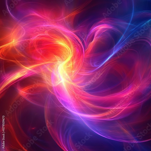 Dynamic swirls of light and color abstract space digital artwork ethereal environment vivid viewpoint energy concept for visual impact