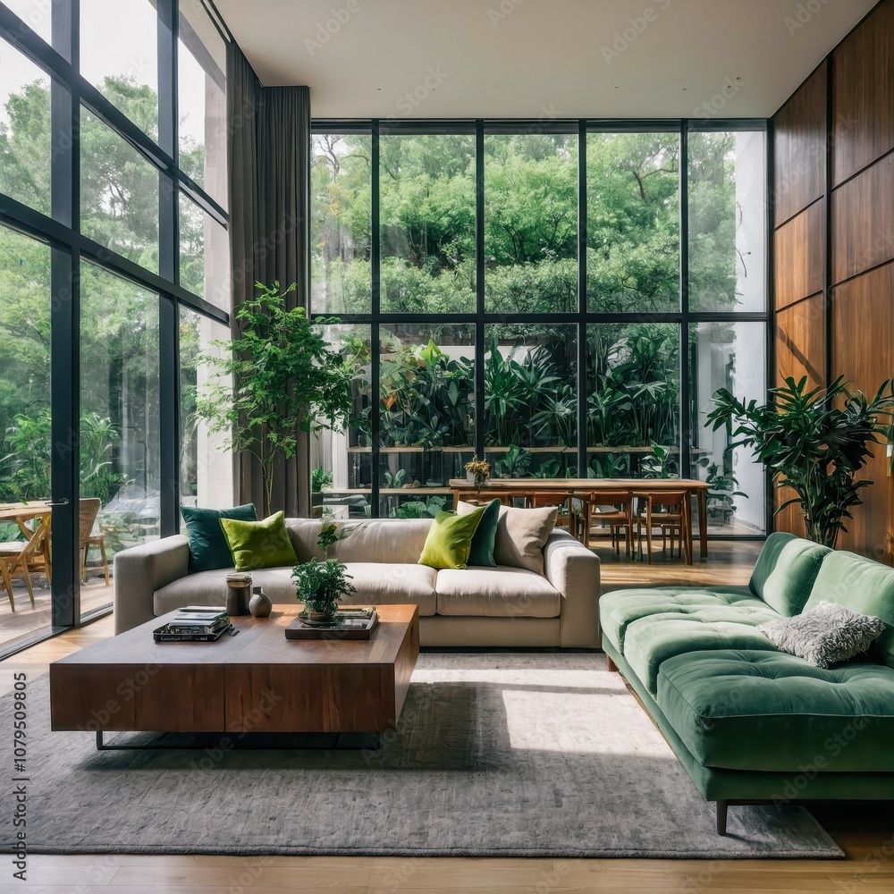 Modern Living Room with Large Windows Modern Living Room with Large Windows
