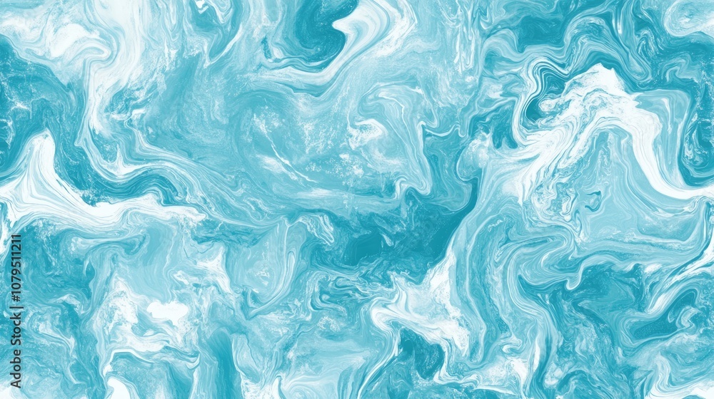 Seamless turquoise marbled liquid pattern designed for modern textile and interior decor applications Seamless turquoise marbled liquid pattern designed for modern textile and interior decor applications