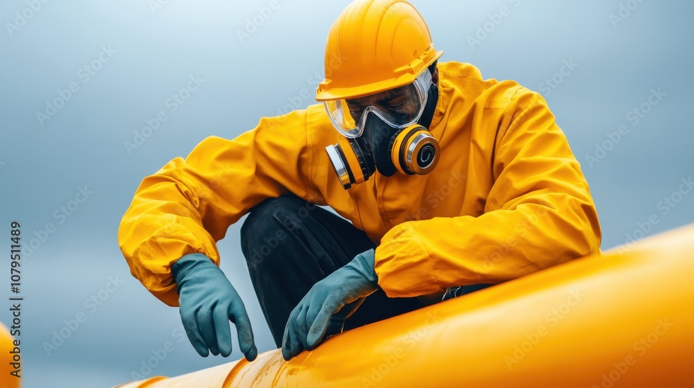Offshore engineer evaluates pipeline stability with professional standards in hazardous conditions for safe operations