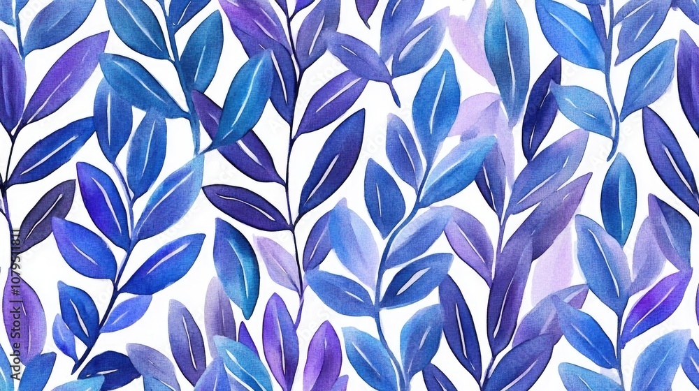 Seamless watercolor leaf stamp pattern featuring intricate line designs perfect for textiles and home decor Seamless watercolor leaf stamp pattern featuring intricate line designs perfect for textiles and home decor