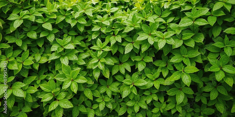 Obraz premium Lush green leaves in a natural environment, creating a serene and peaceful backdrop for designs, eco-friendly, backdrop
