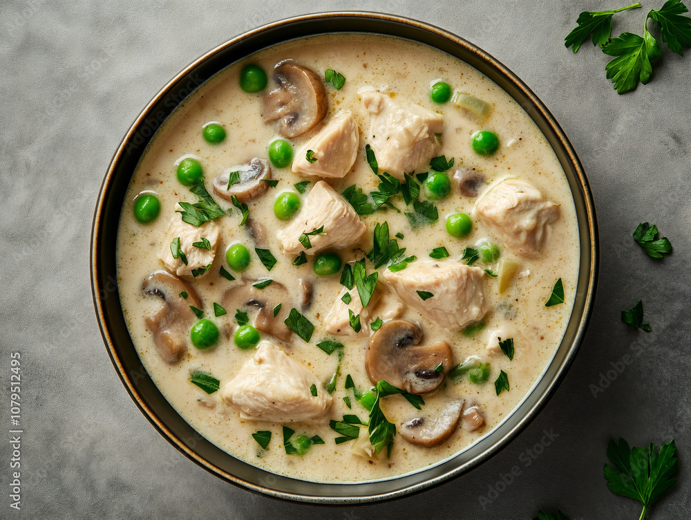 Creamy Chicken Stew with Mushrooms and Peas Creamy Chicken Stew with Mushrooms and Peas