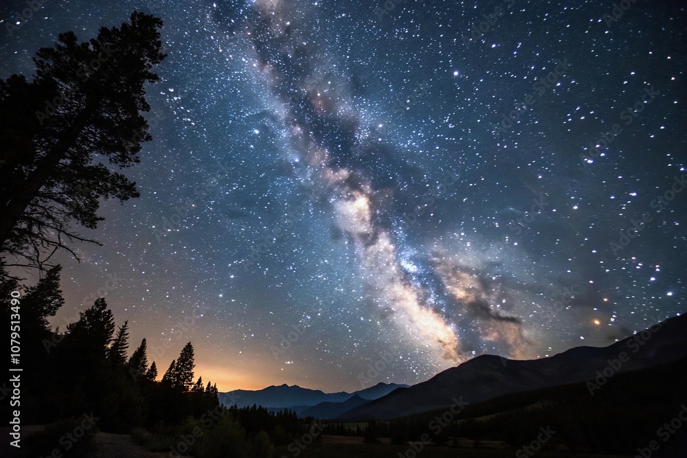 Majestic starlit sky with shimmering stars against the darkness, cosmos, heavenly scene, universe, blackness Majestic starlit sky with shimmering stars against the darkness, cosmos, heavenly scene, universe, blackness