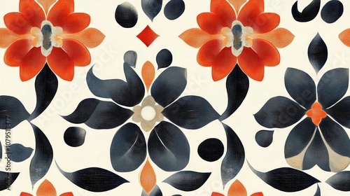 Seamless elegant geometric floral pattern design photo