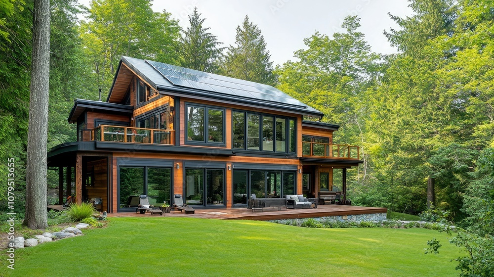 Modern Home Surrounded by Lush Green Nature Modern Home Surrounded by Lush Green Nature