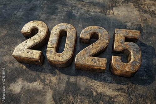 3d rendering text "2025" , effect , ai