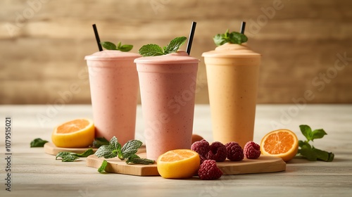 Wallpaper Mural Colorful smoothies with garnishes, perfect for refreshing summer drinks and healthy lifestyle promotions. Torontodigital.ca