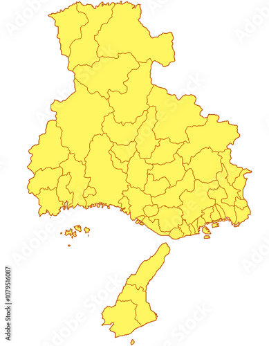 兵庫県　地図　黄色　イラスト
