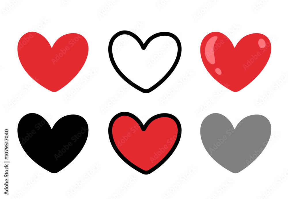 Love heart symbol icon set, red heart shape clip art Love heart symbol icon set, red heart shape clip art